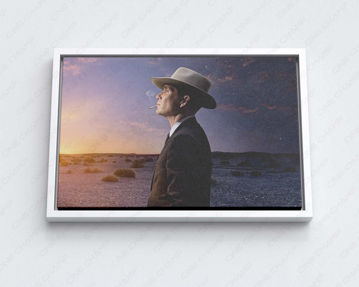 J. Robert Oppenheimer Desert Canvas Wall Art with White Floating Frame for Elegant Historical Movie Wall Decoration
