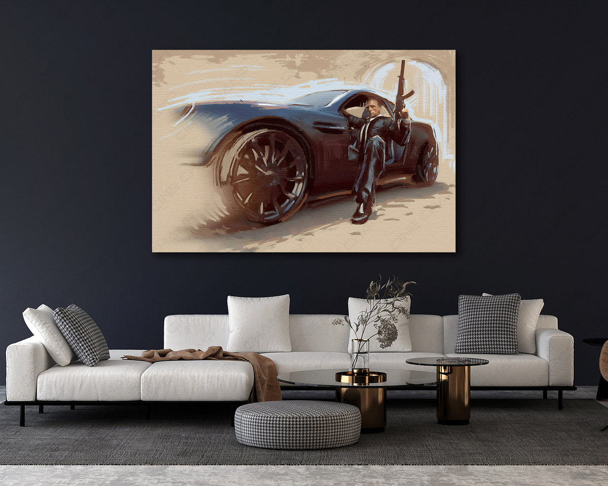 James Bond 007 car canvas print