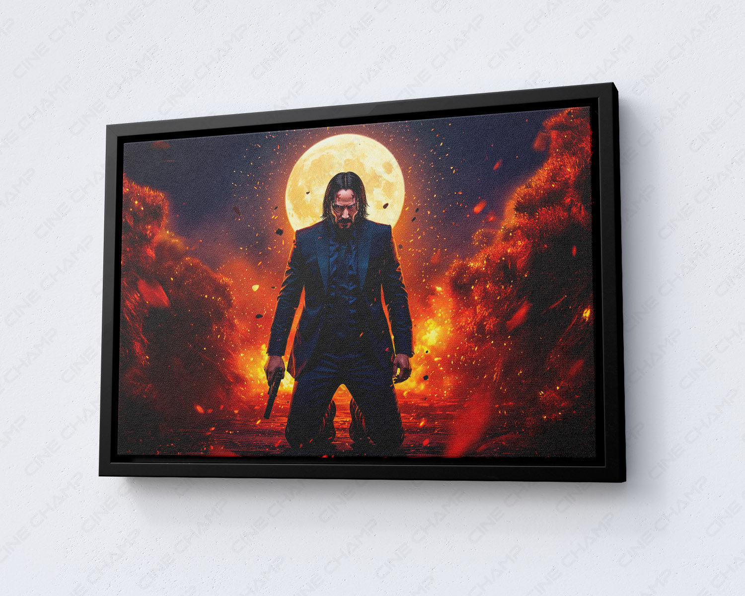 John Wick Canvas Wall Decor with Black Floating Frame for Contemporary Home Decor