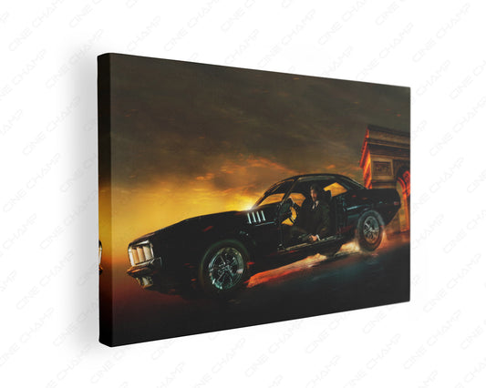 John Wick Chapter 4 Plymouth Cuda canvas wall art