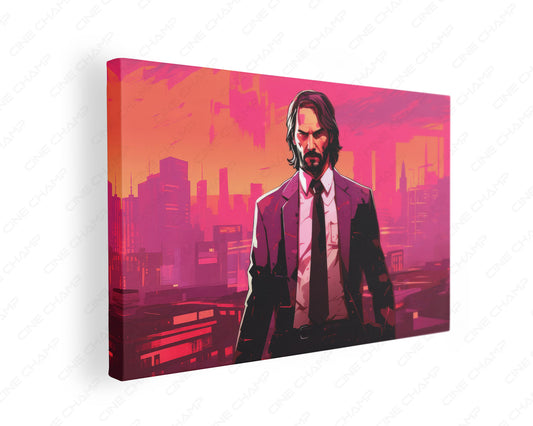 John Wick Hotline Miami neon canvas wall art