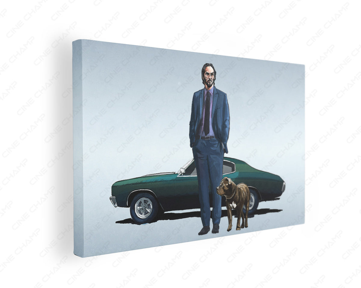 John Wick Mustang canvas wall art