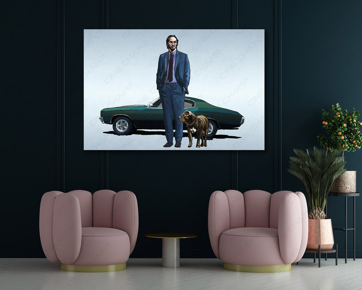 John Wick Mustang car canvas print