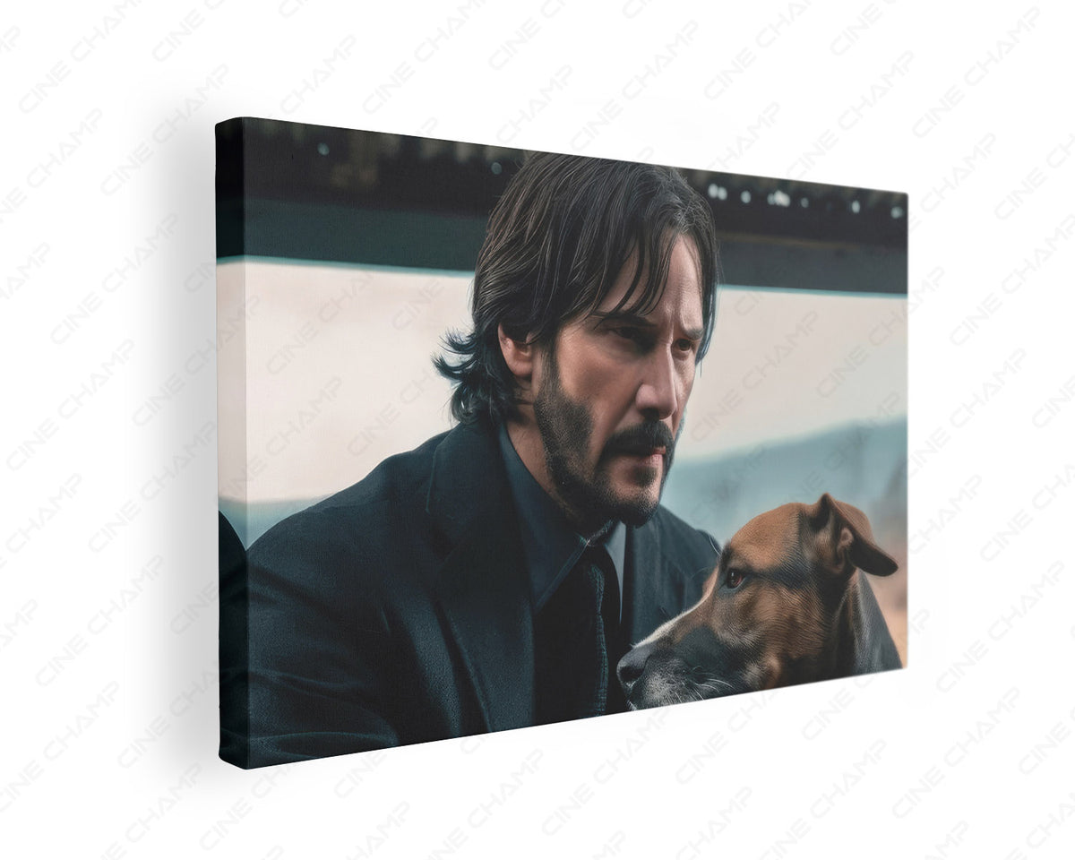 John Wick and dog canvas wall art