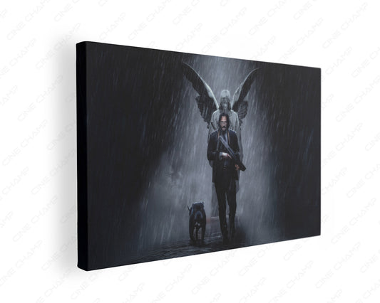 John Wick and dog cinematic canvas wall art