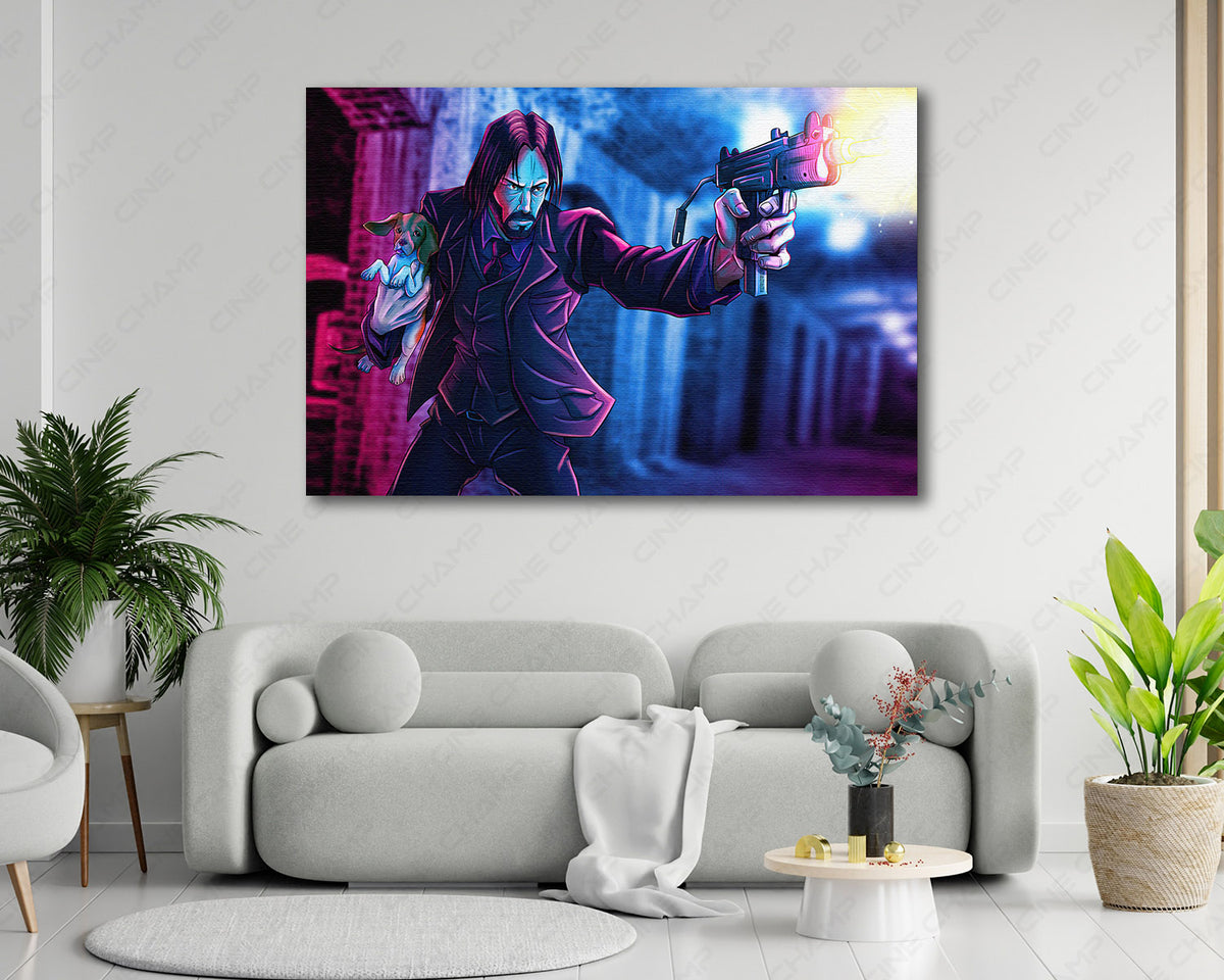John Wick and dog emotional canvas print