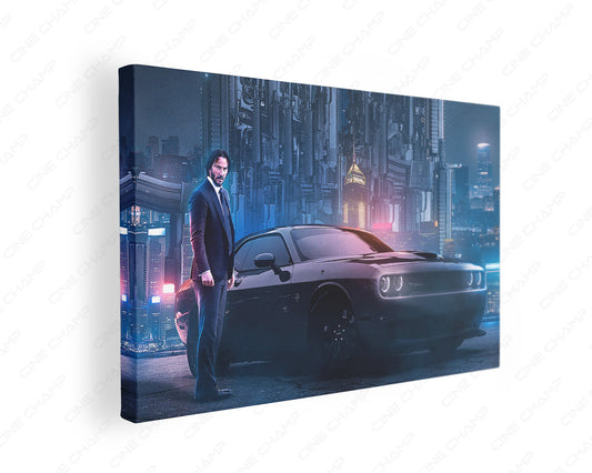 John Wick car canvas wall art