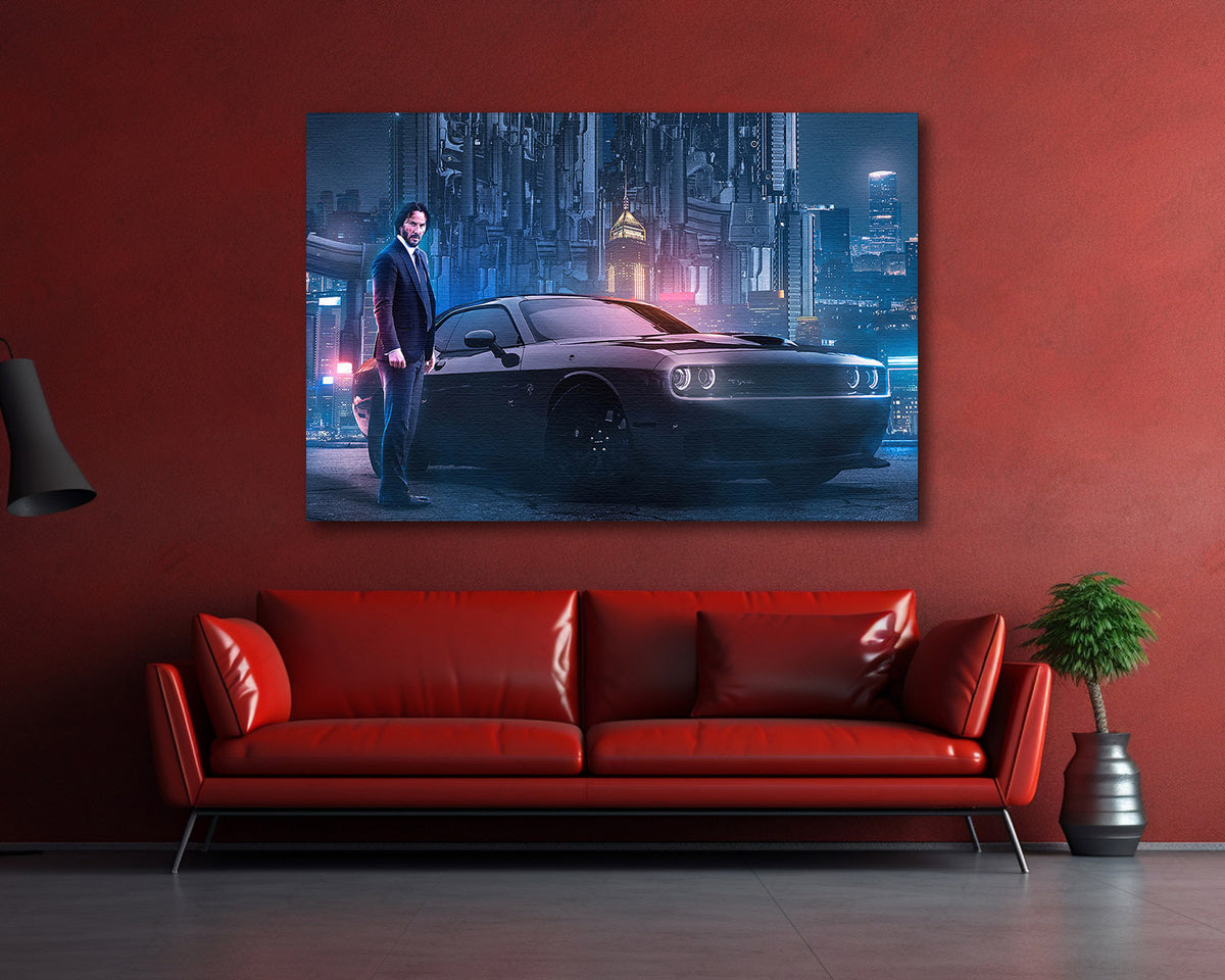 John Wick cinematic car canvas