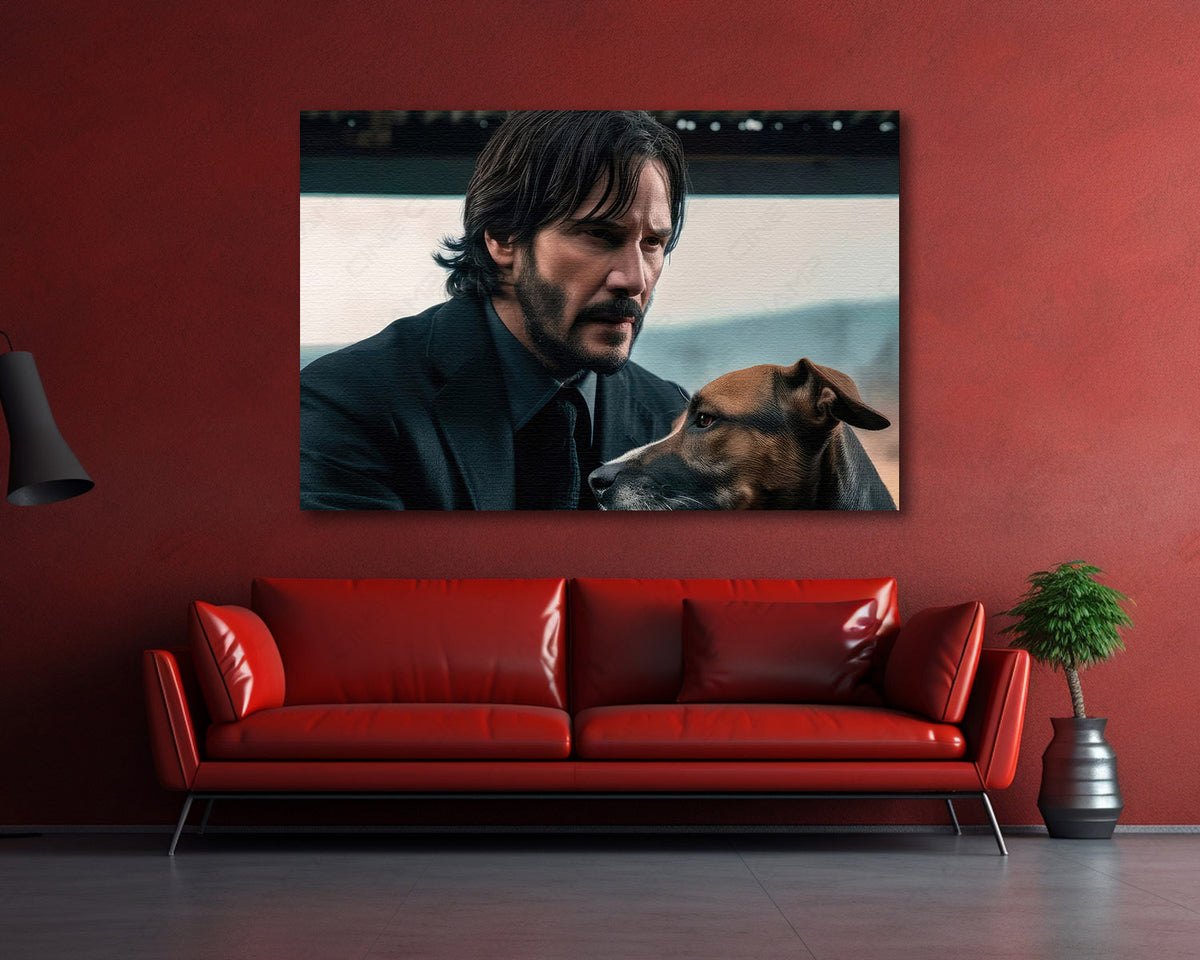 John Wick dog canvas print