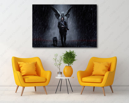John Wick dog emotional canvas print