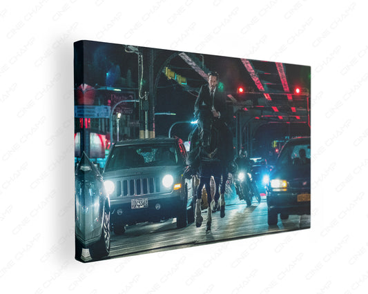 John Wick horse stable fight cinematic canvas artwork