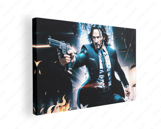 John Wick in action mode cinematic canvas wall art