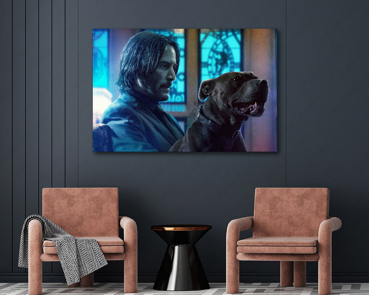John Wick pet themed cinematic wall display