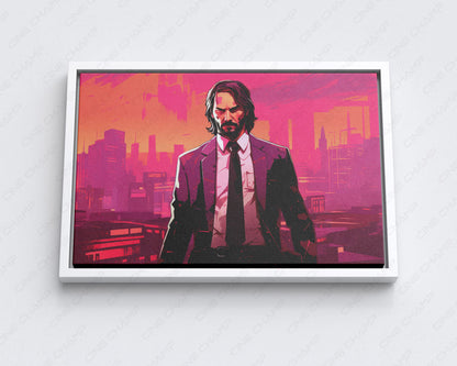 John Wick retro action gaming canvas display