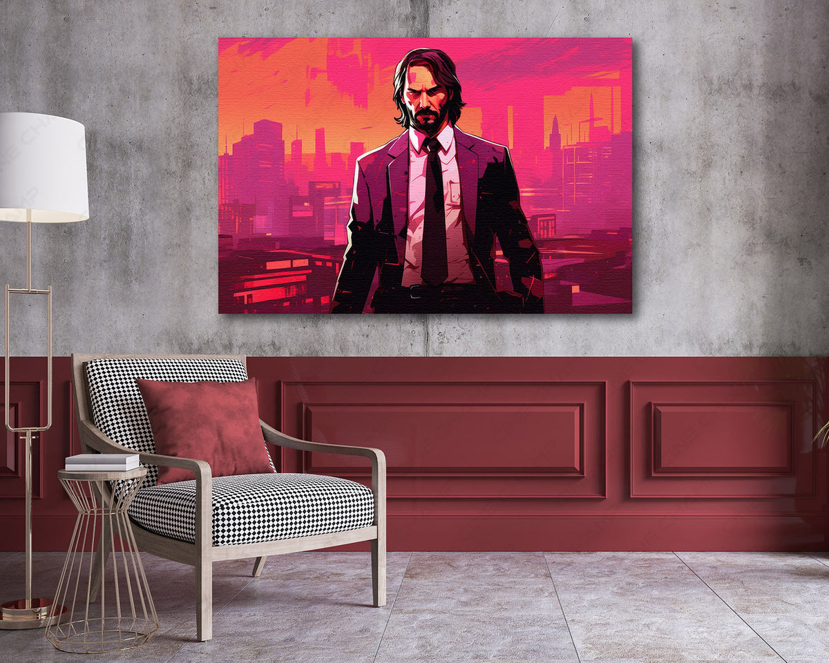 John Wick retro gaming inspired canvas print