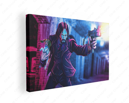 John Wick saving his dog canvas wall art