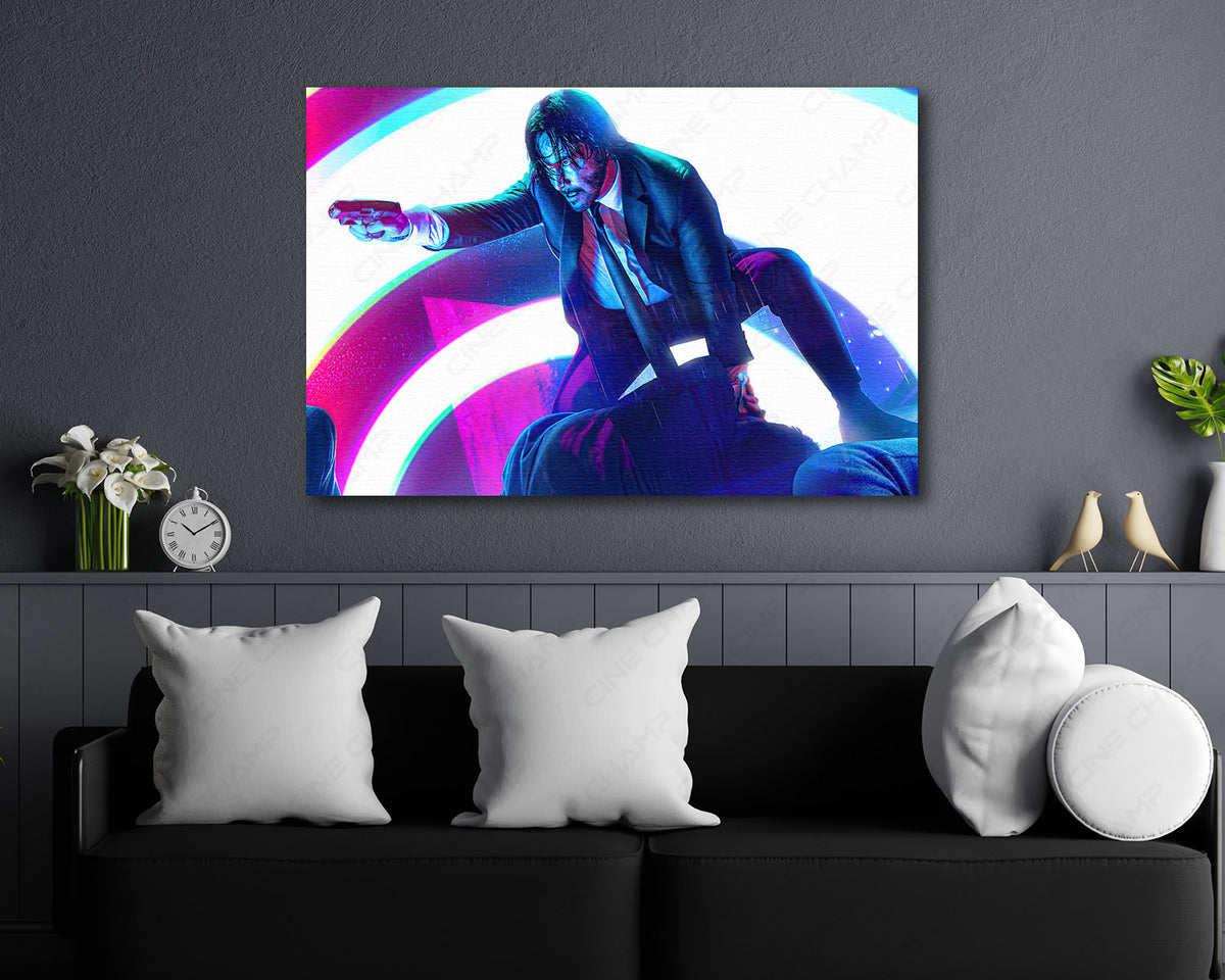 John Wick warning themed cinematic canvas print