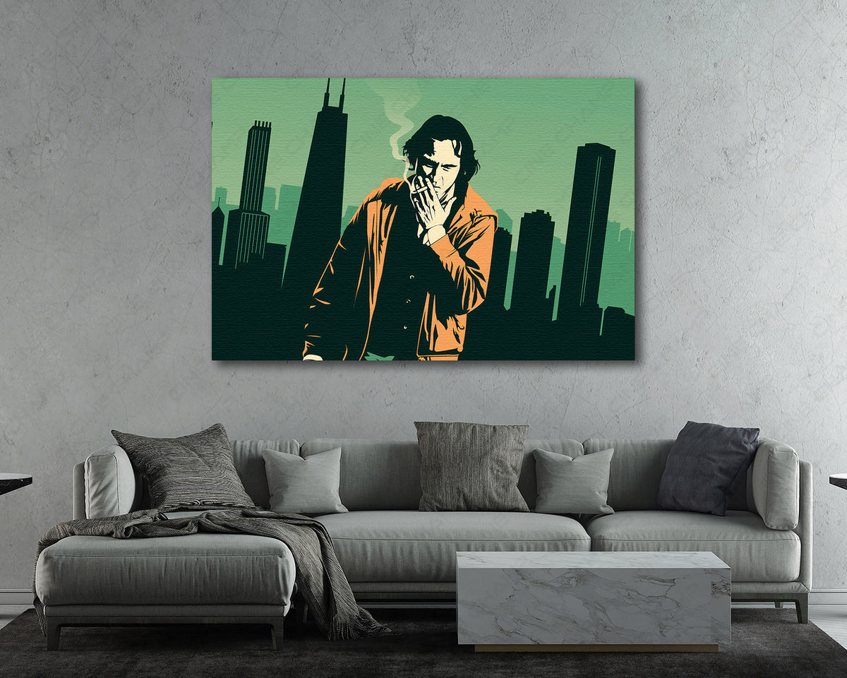 Joker smoking cinematic canvas print