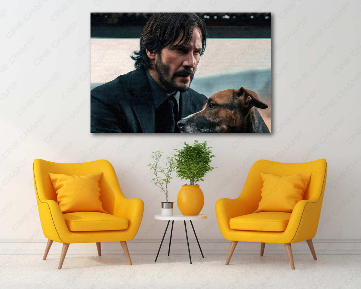 Keanu Reeves John Wick dog artwork