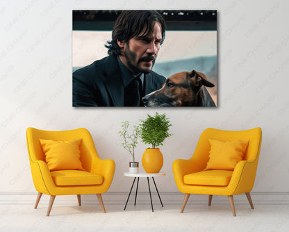 Keanu Reeves John Wick dog artwork