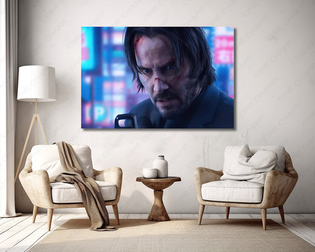Keanu Reeves action character premium wall display