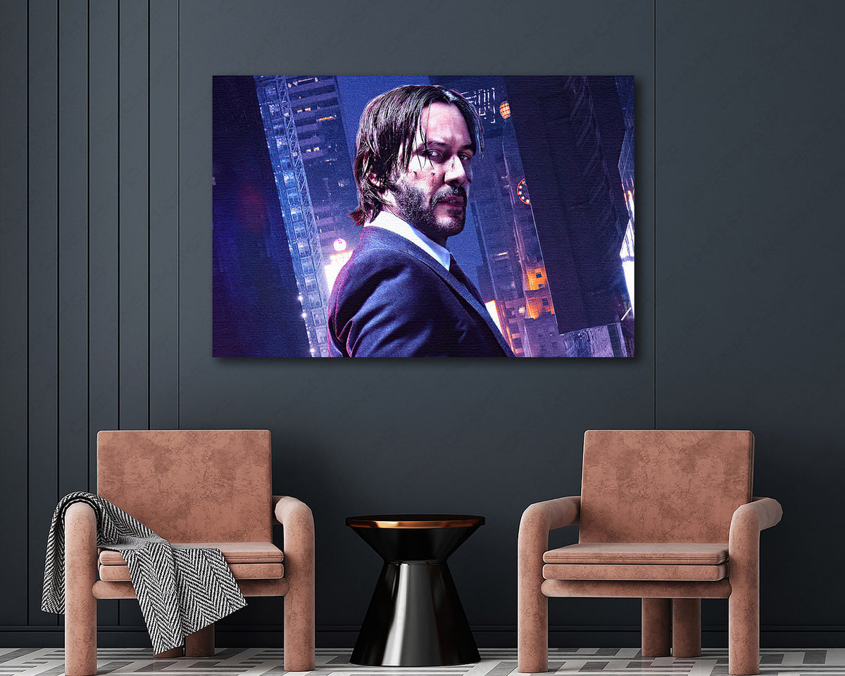 Keanu Reeves action hero wall artwork