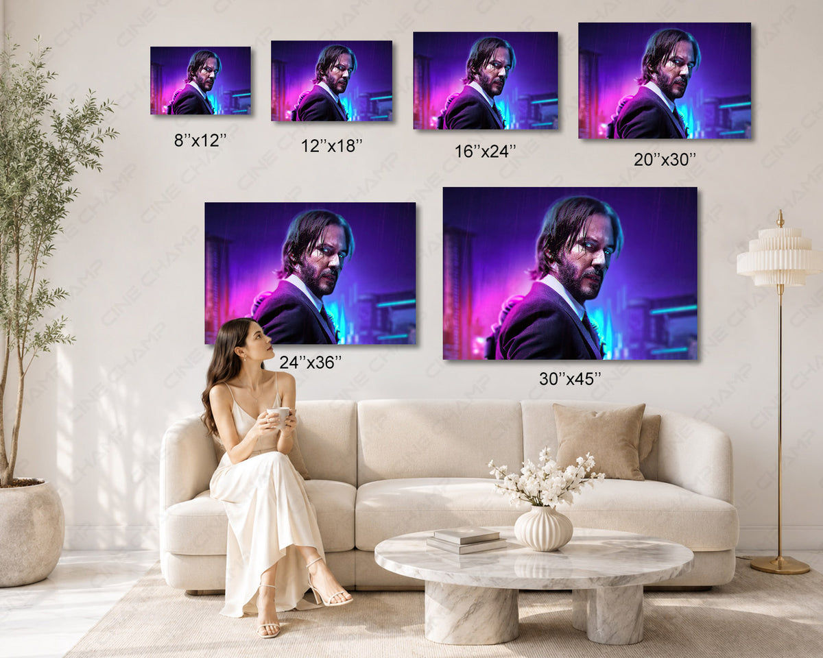 Keanu Reeves action movie canvas painting