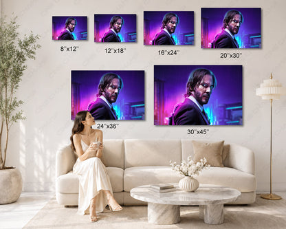 Keanu Reeves action movie canvas painting
