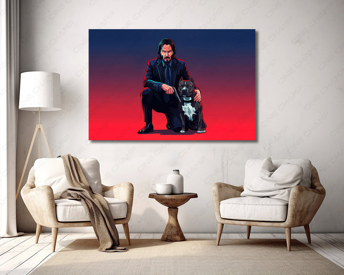 Keanu Reeves dramatic action canvas artwork