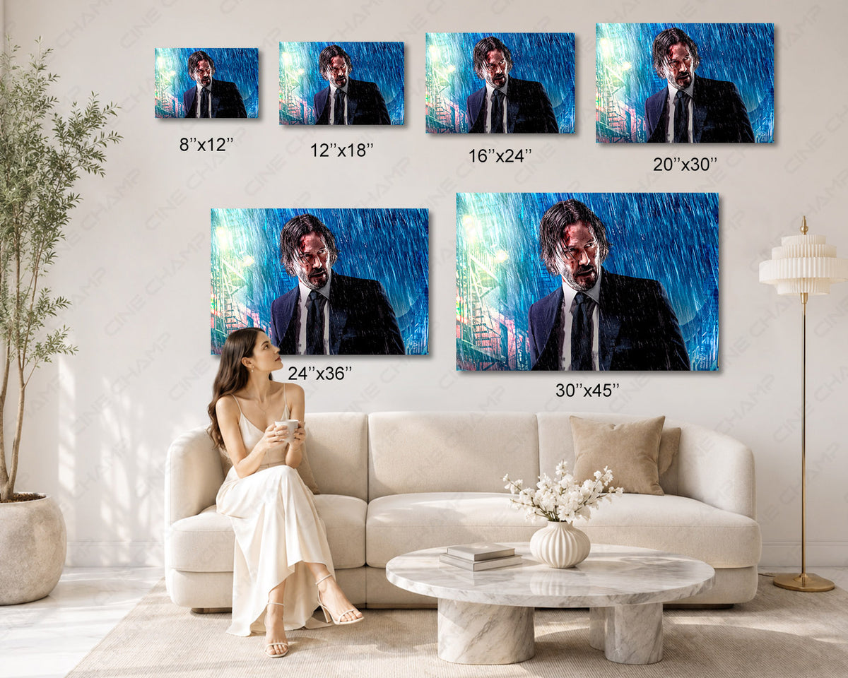 Keanu Reeves famous character wall artwork