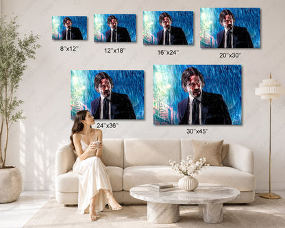 Keanu Reeves famous character wall artwork