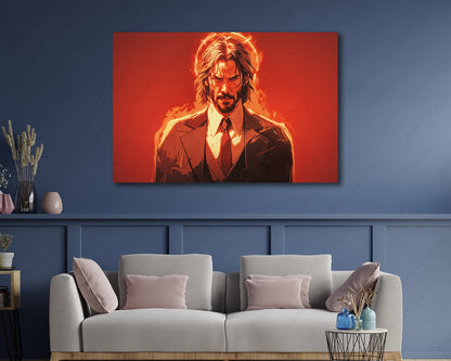 Keanu Reeves focused John Wick canvas print