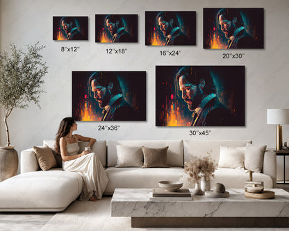 Keanu Reeves iconic character premium canvas artwork