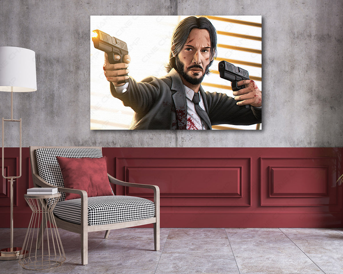 Keanu Reeves inspired cinematic fan wall display