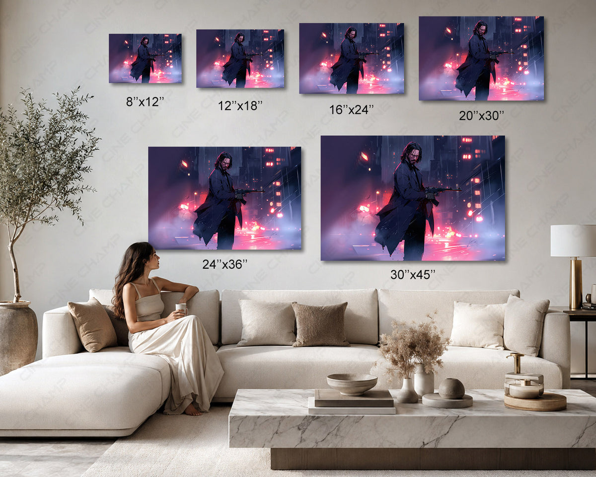 Keanu Reeves intense escape character canvas