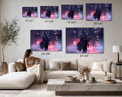 Keanu Reeves intense escape character canvas