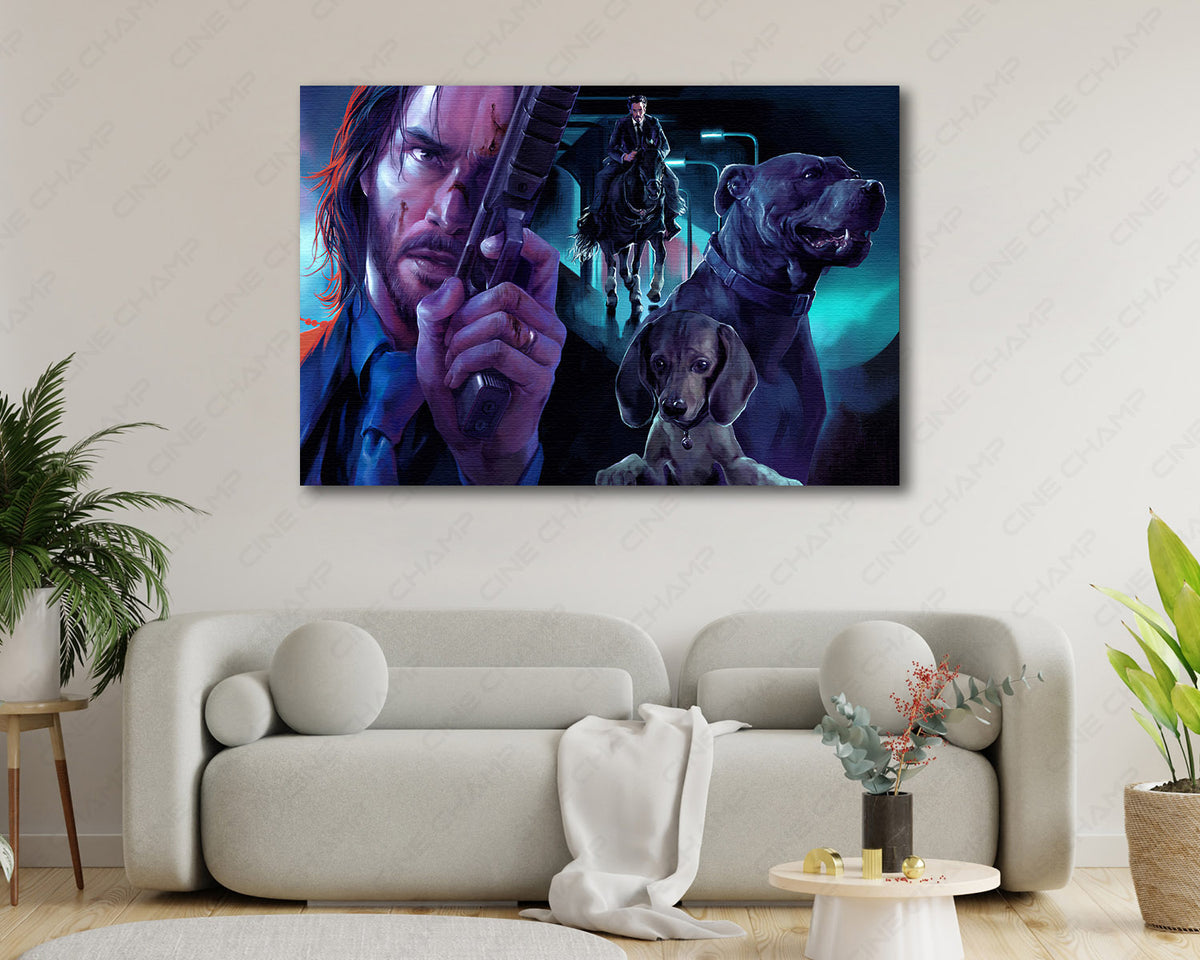 Keanu Reeves revenge movie inspired canvas art