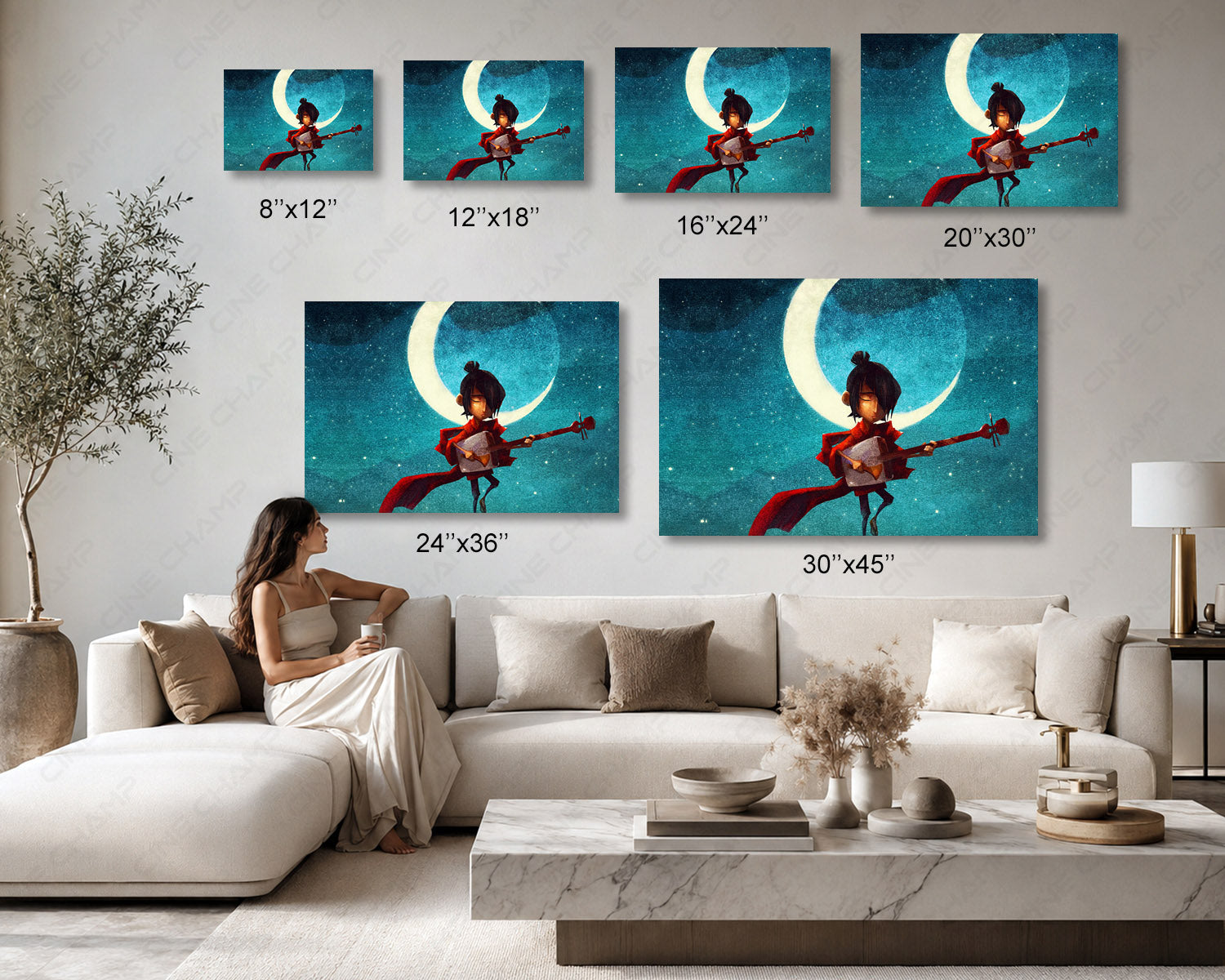 Beautiful Kubo and the Two Strings wall art with vibrant colors on high-quality canvas for living room decor.