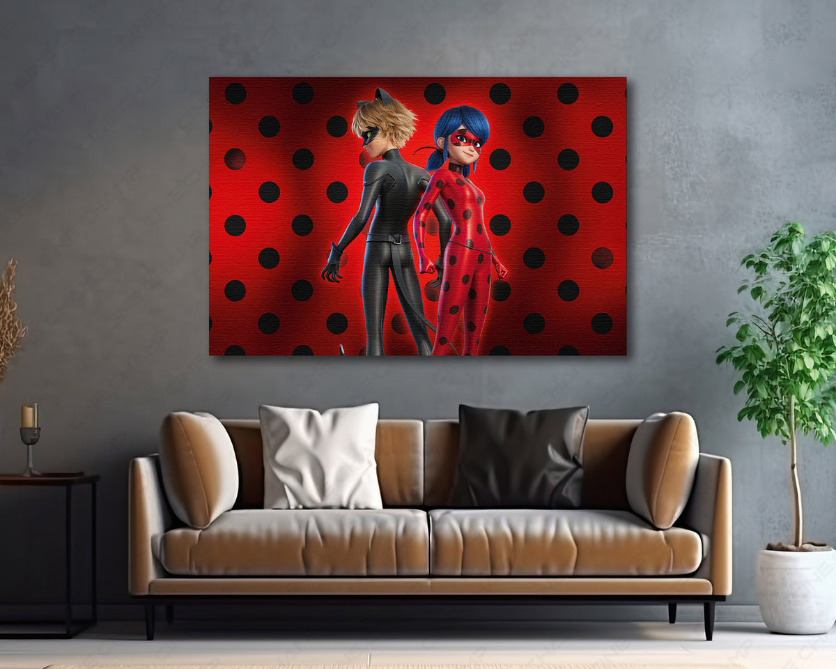 Ladybug Cat Noir Animated Canvas Print