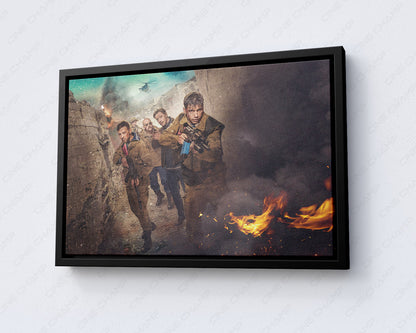 Leaving Afghanistan Canvas Print with Black Floating Frame for Contemporary Wall Decor
