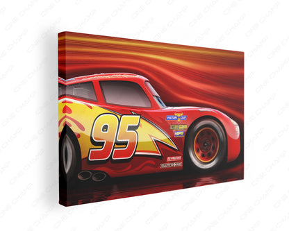 Lightning McQueen Canvas Print Gallery Wrap Featuring Disney Pixar Cars Inspired Wall Artwork