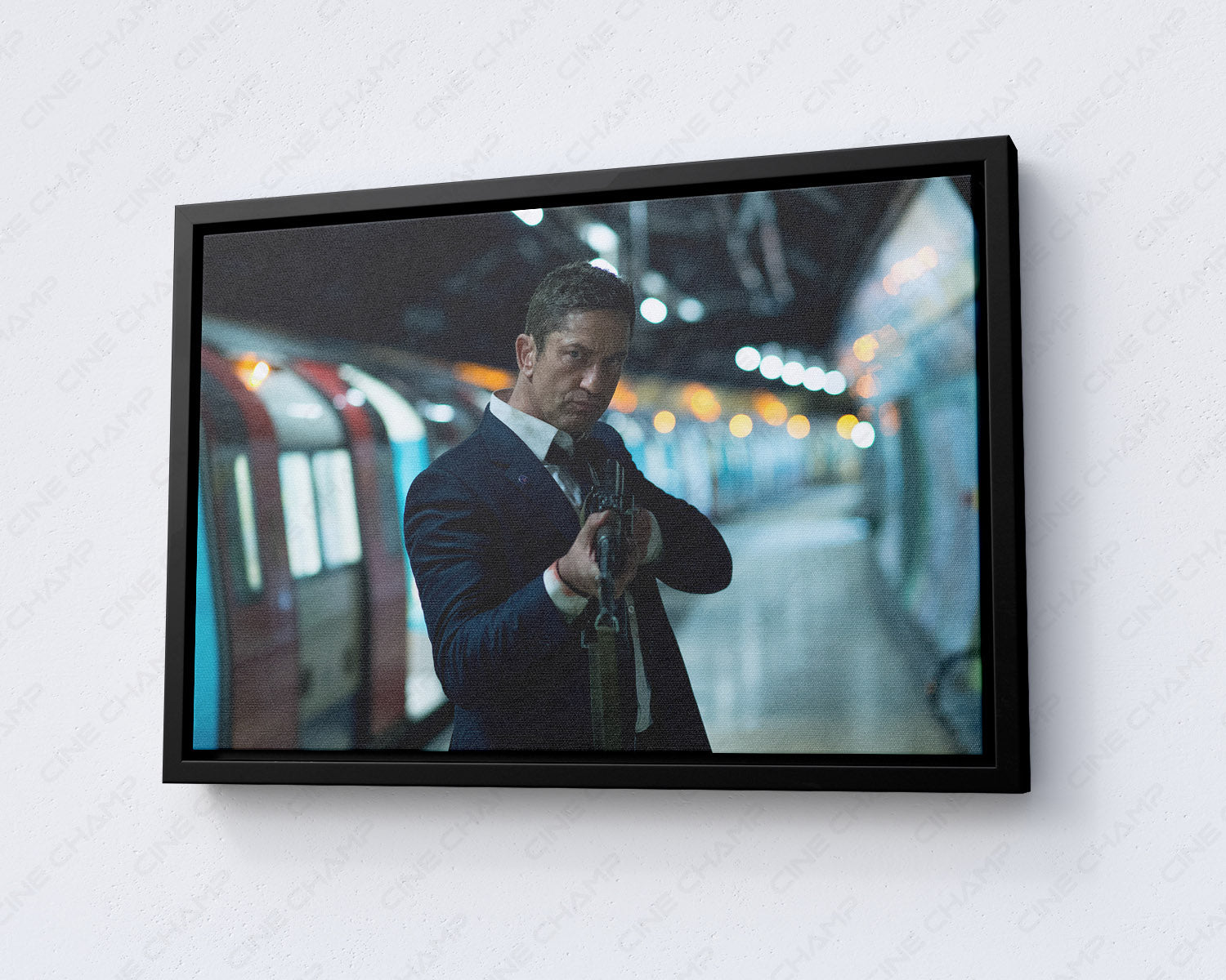 London Has Fallen wall art with premium black floating frame.