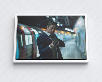 Premium London Has Fallen framed canvas print for movie room wall decor.