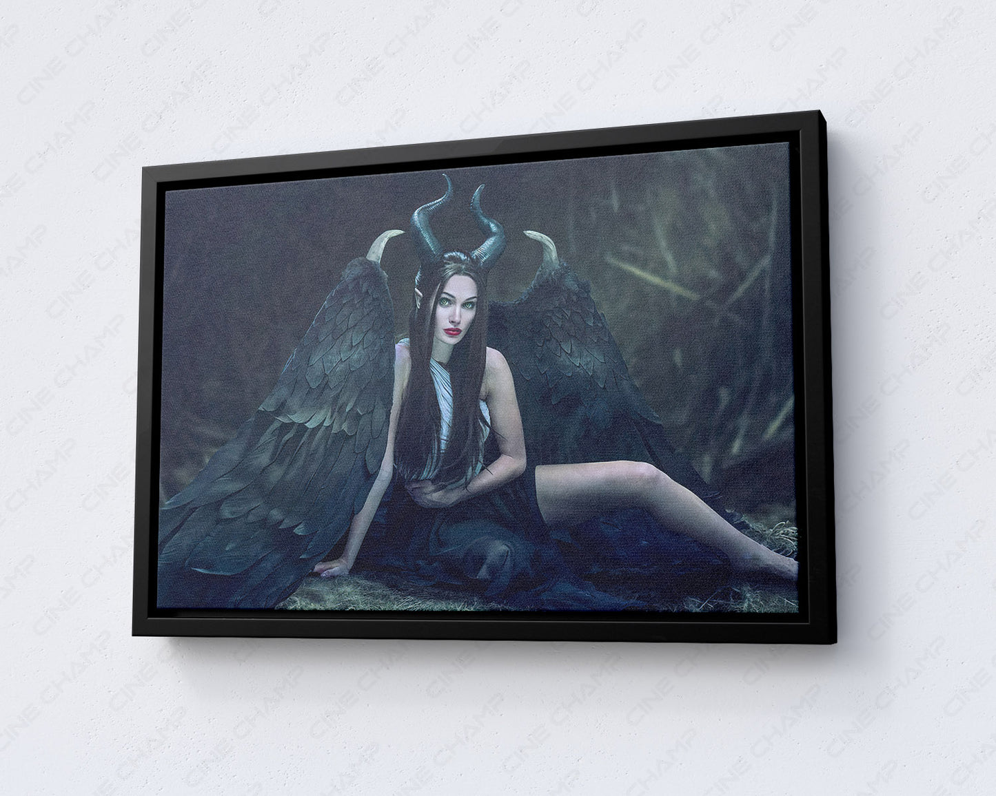 Maleficent Canvas Print with Black Floating Frame for Luxury Office Wall Decor