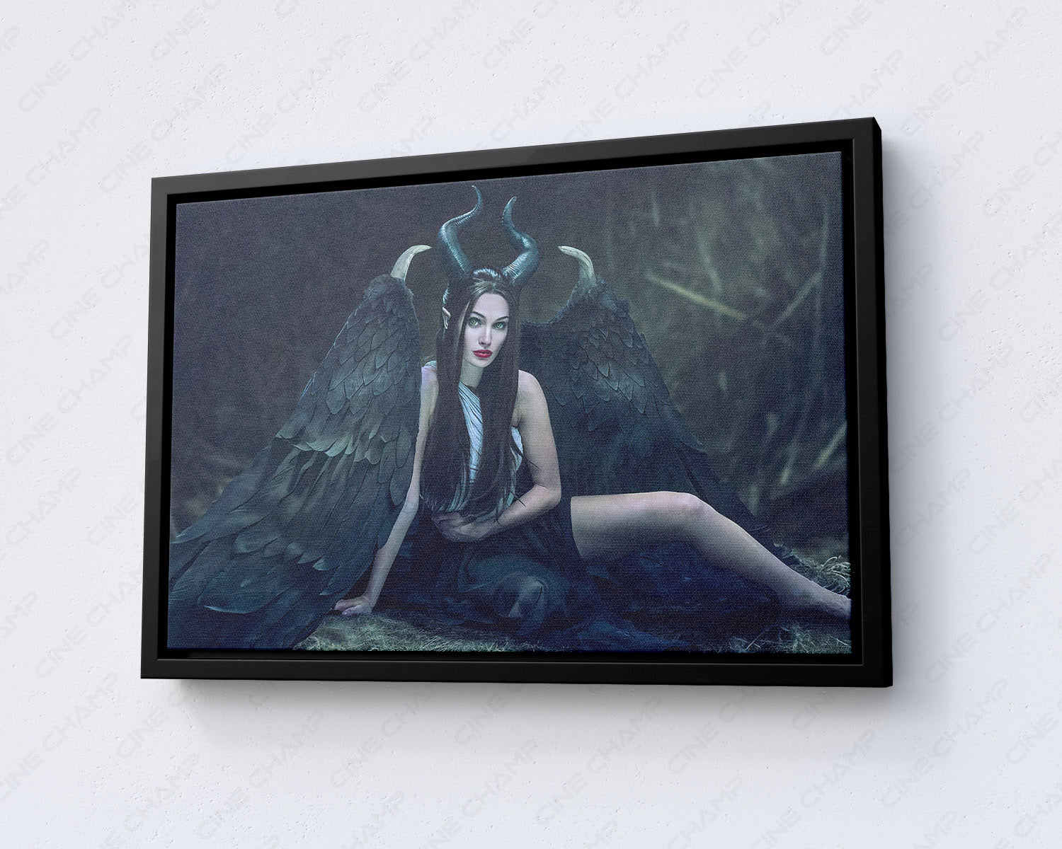 Maleficent Canvas Print with Black Floating Frame for Luxury Office Wall Decor