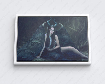 Maleficent Canvas Print with White Floating Frame for Elegant Office Interior Decoration