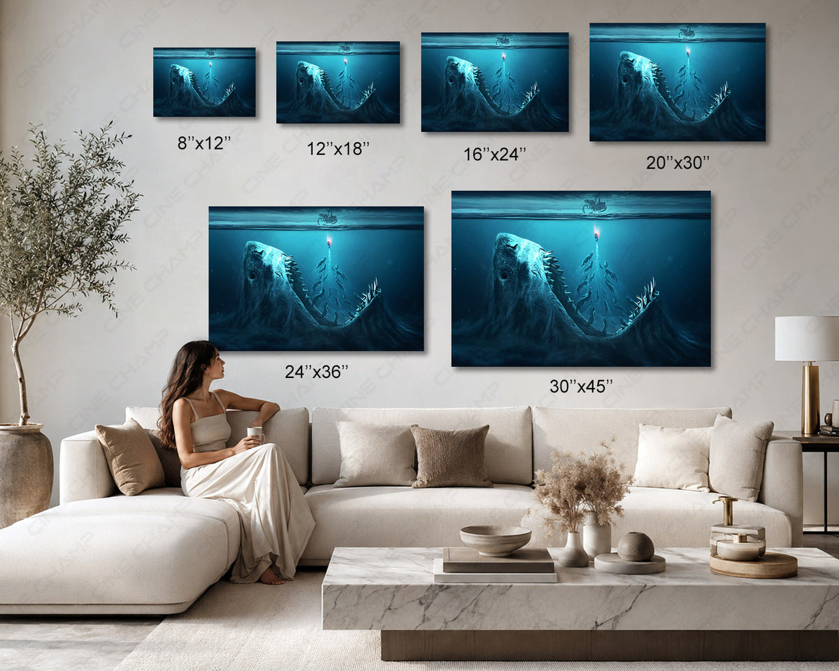 Megalodon Gaming Room Canvas Decor