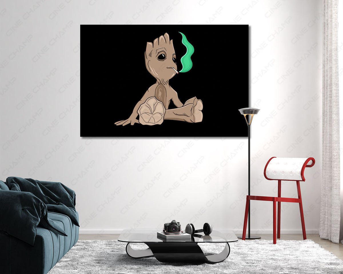 Minimal Baby Groot Character Canvas Print