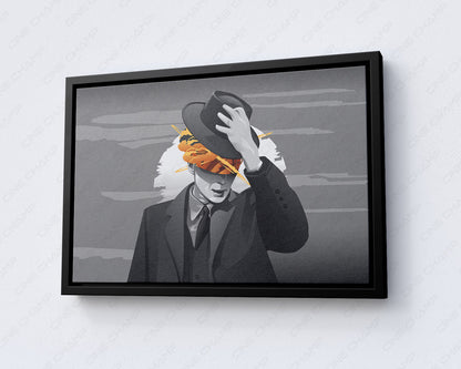 Minimalist Oppenheimer Canvas Print with Black Floating Frame for Modern Home and Entertainment Room Decor