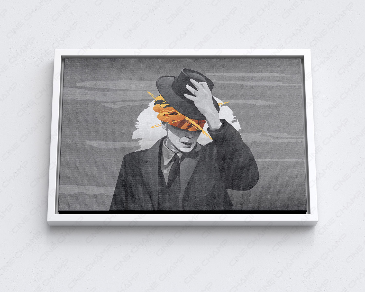 Minimalist Oppenheimer Canvas Print with White Floating Frame for Elegant Minimalist Wall Decoration
